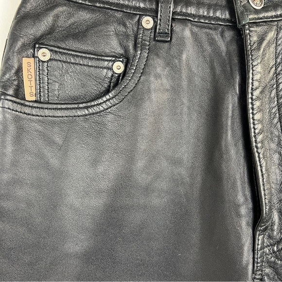 Vintage Washable Black Leather High Waisted Straight Leg Pants Size 26 - Picture 4 of 16